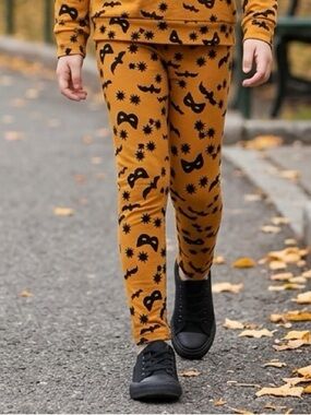 NWT Dot Dot Smile Toddler Girls Halloween Leggings Brown Black Bats - Size 2T